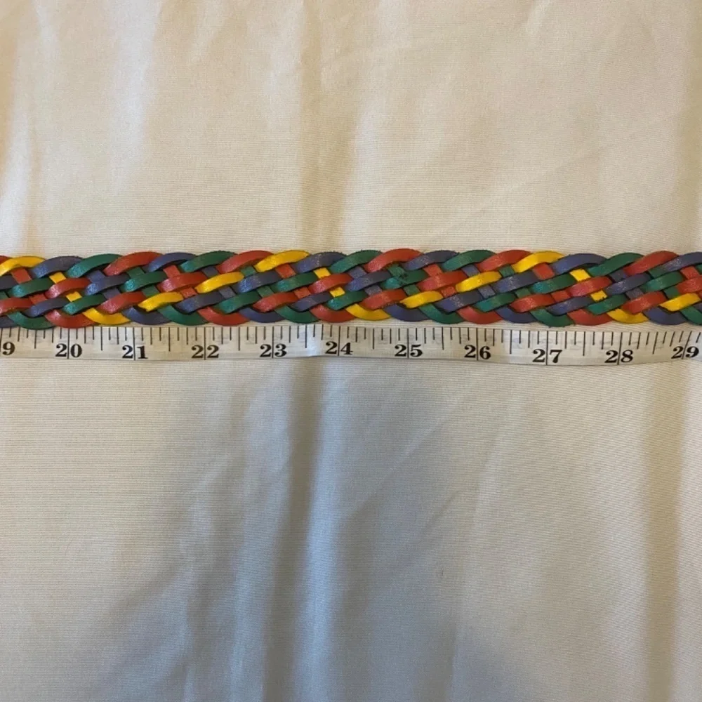Vintage Rainbow Leather Braided Belt- ML‎